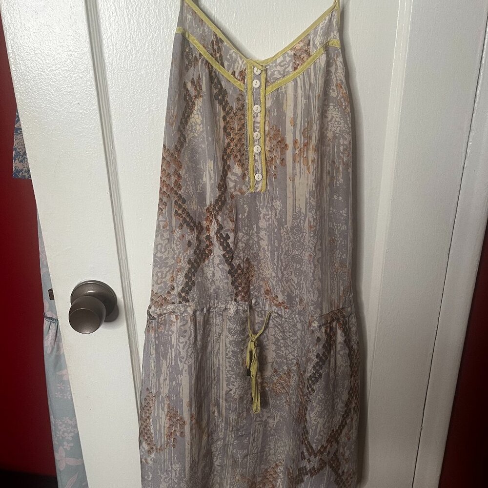 Size L Aryn K Snakeskin Mini Dress with Neon Yellow Trim. Adjustable Halter Neck